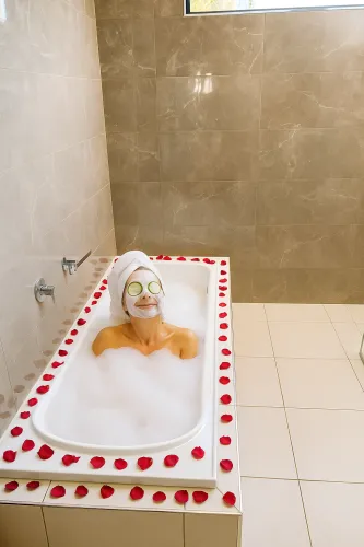 Bath relaxing rose petals