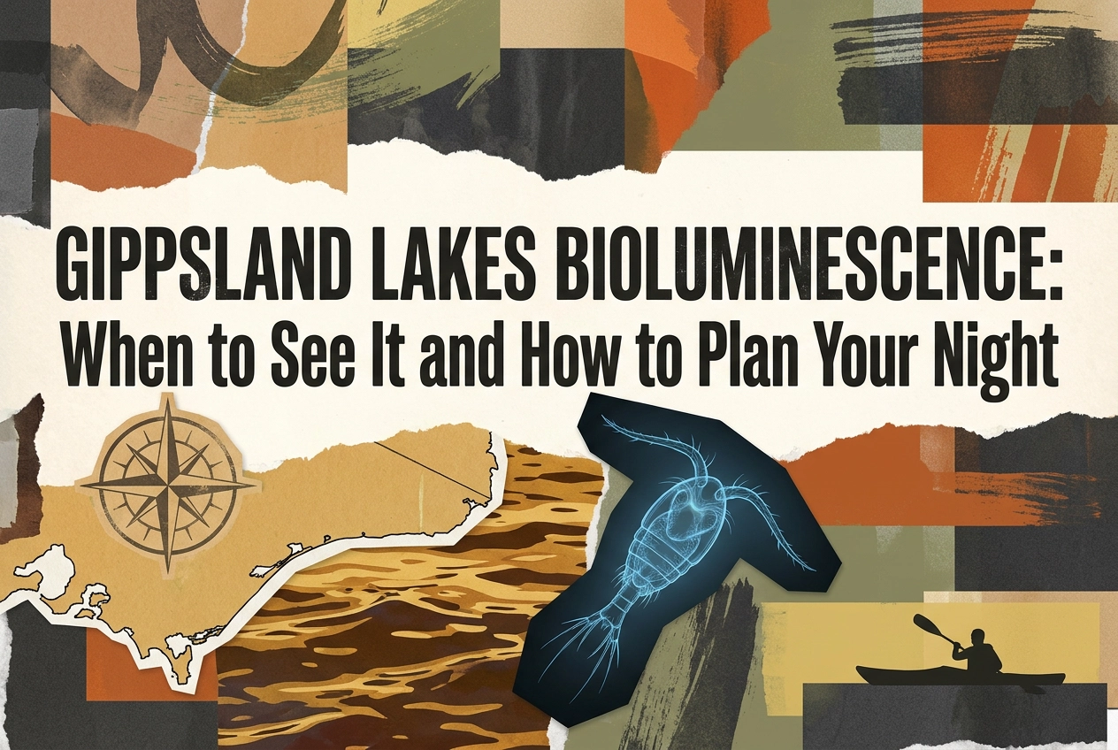 Professional header image for step-by-step guide: Gippsland Lakes Bioluminescence: When to See It and How t...